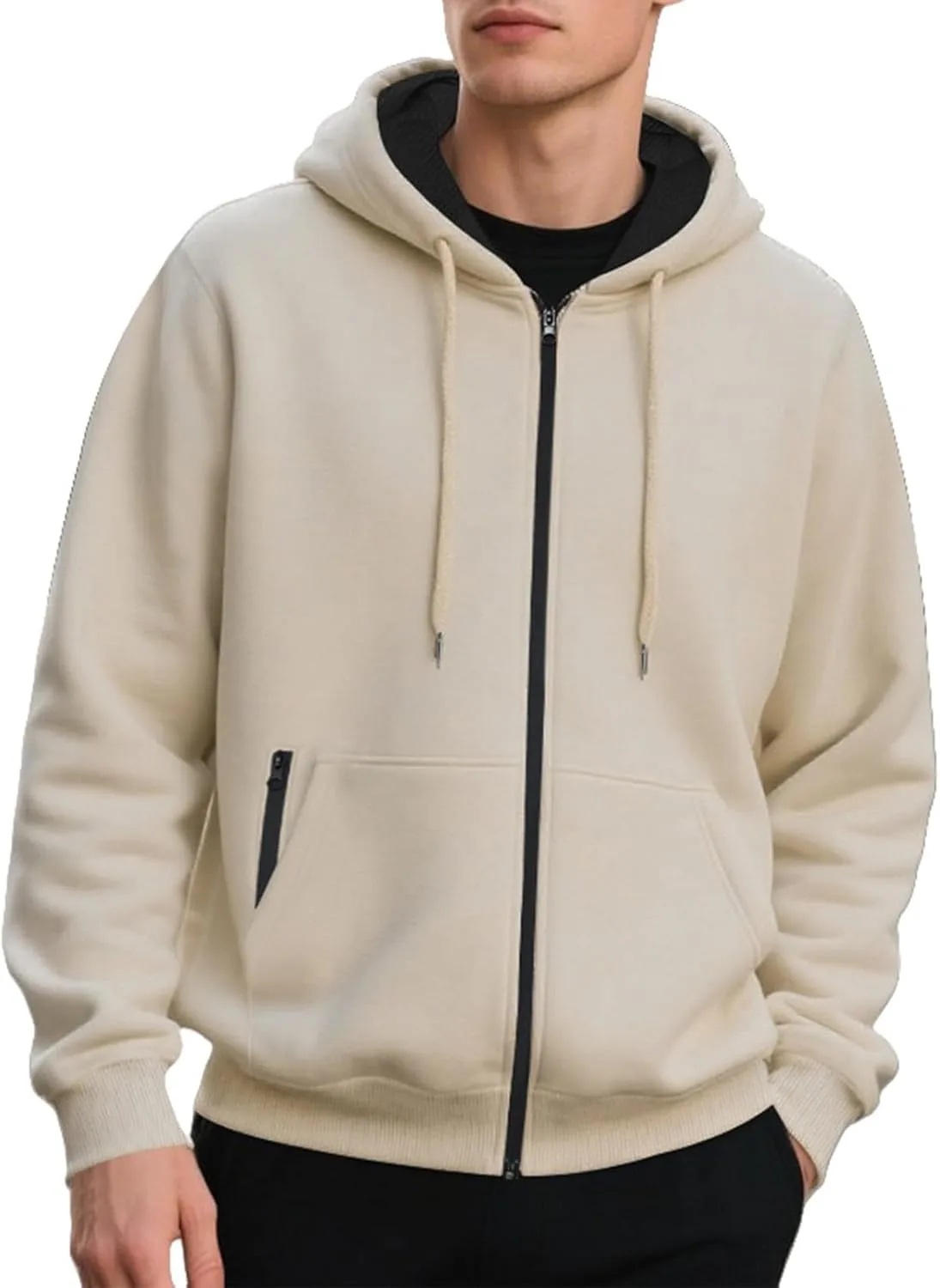 

Толстовка с капюшоном на молнии для мужчин, флисовая, с карманом LGHLMCL