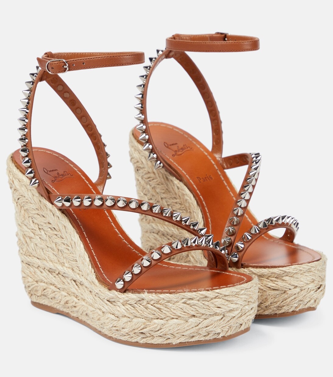 Декорированные босоножки Pyraclou на танкетке Christian Louboutin, нейтральный