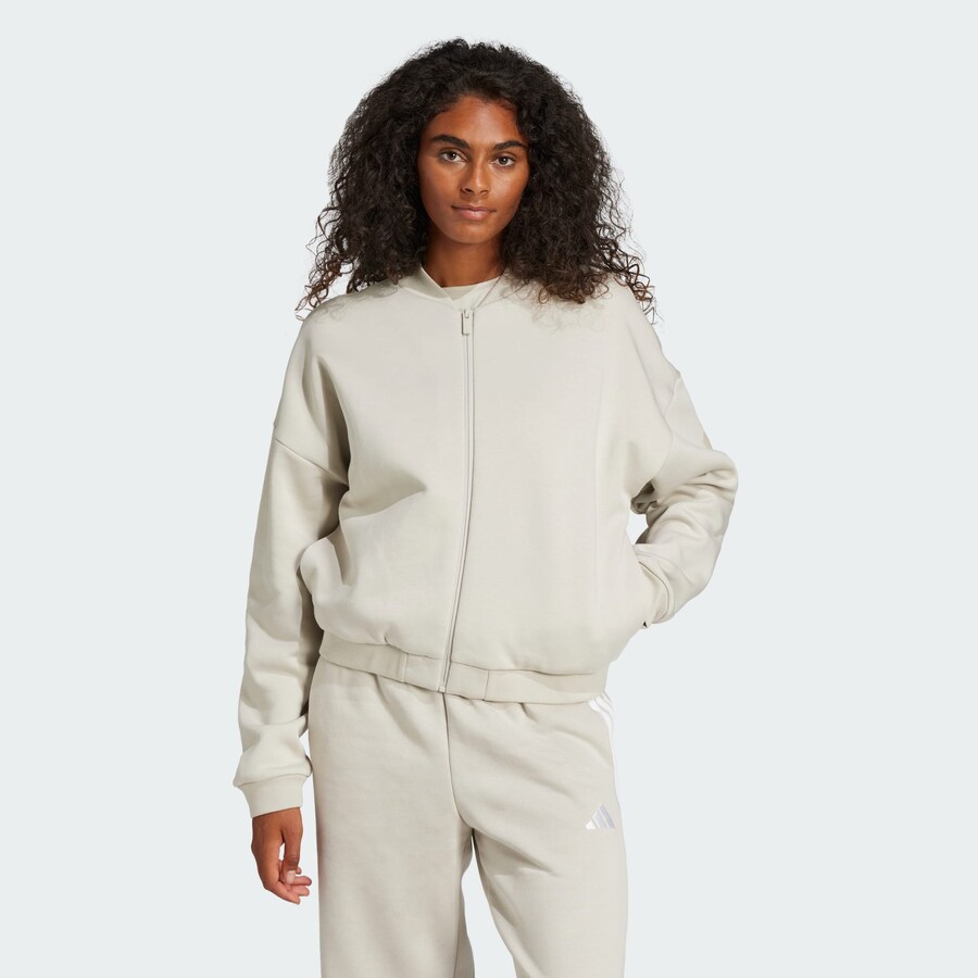 Спортивная толстовка с капюшоном на молнии ADIDAS SPORTSWEAR Essentials, Light beige — фото 2