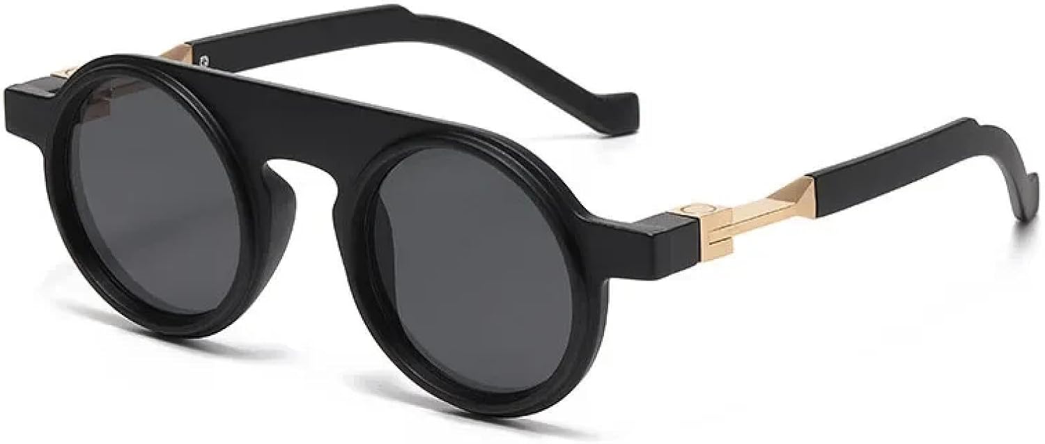 

Солнцезащитные очки с защитой от УФ-излучения UV400 | Круглые, в стиле стимпанк | Для женщин и мужчин, для занятий спортом на открытом воздухе и вождения DSVIGF, Black Black