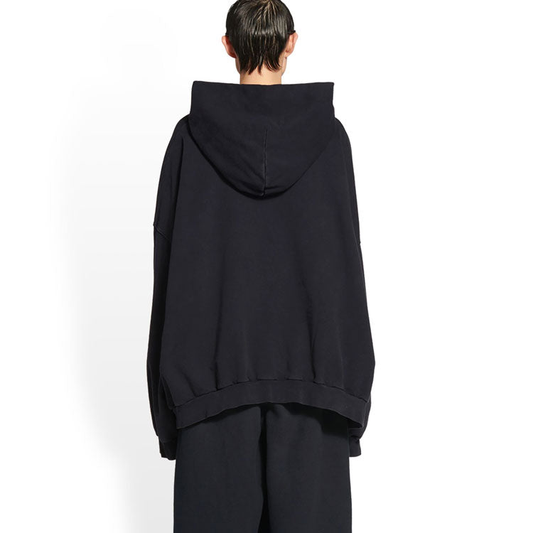 Худи Balenciaga XXXL Oversized Popover Hoodie 'Black White', черный — фото 3