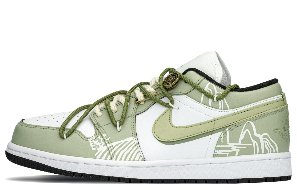 

Кроссовки Air 1 Low Top Vintage баскетбольные мужские бежево-зеленые Jordan