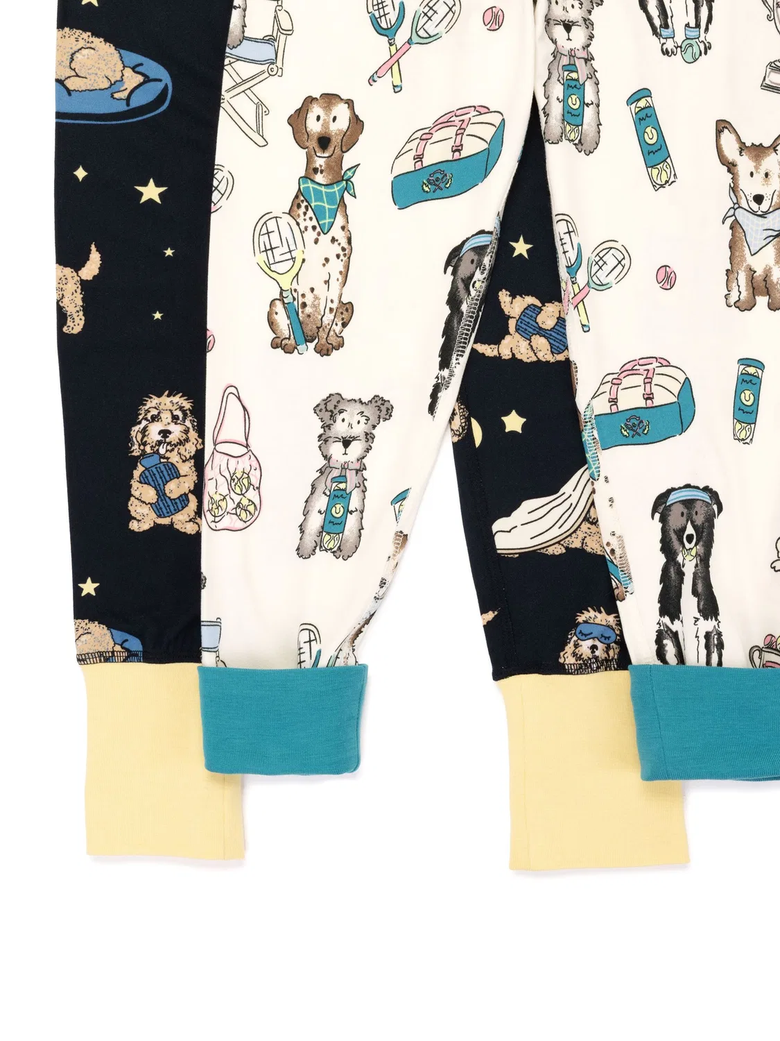 Пижама длинная Chelsea Peers The Bark Cockapoo Snooze Print, синяя — фото 3