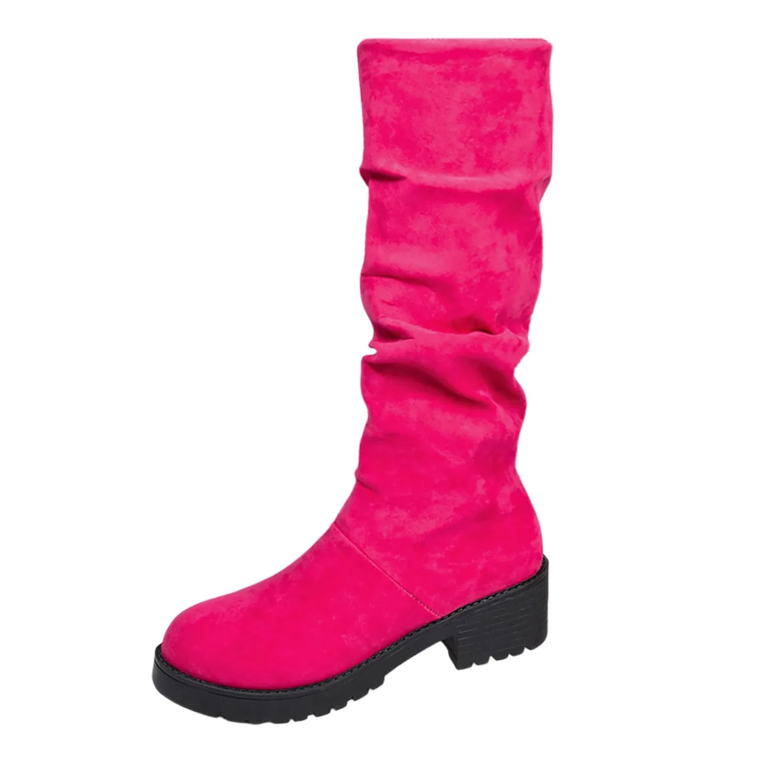Детские сапоги с каблуком Calf High Boots Winter Fashion Knee High Boots Comfortable Casual Heeled Ankle Boots, Intense Pink