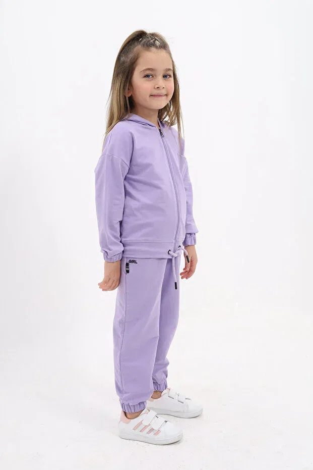 Детский спортивный костюм для девочек с вышивкой Toontoy, Lilac — фото 2