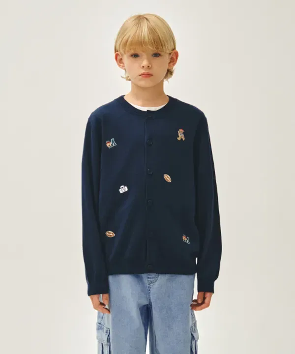 Кардиган детский с граффити, Doodle Bear Marithé Kids, navy
