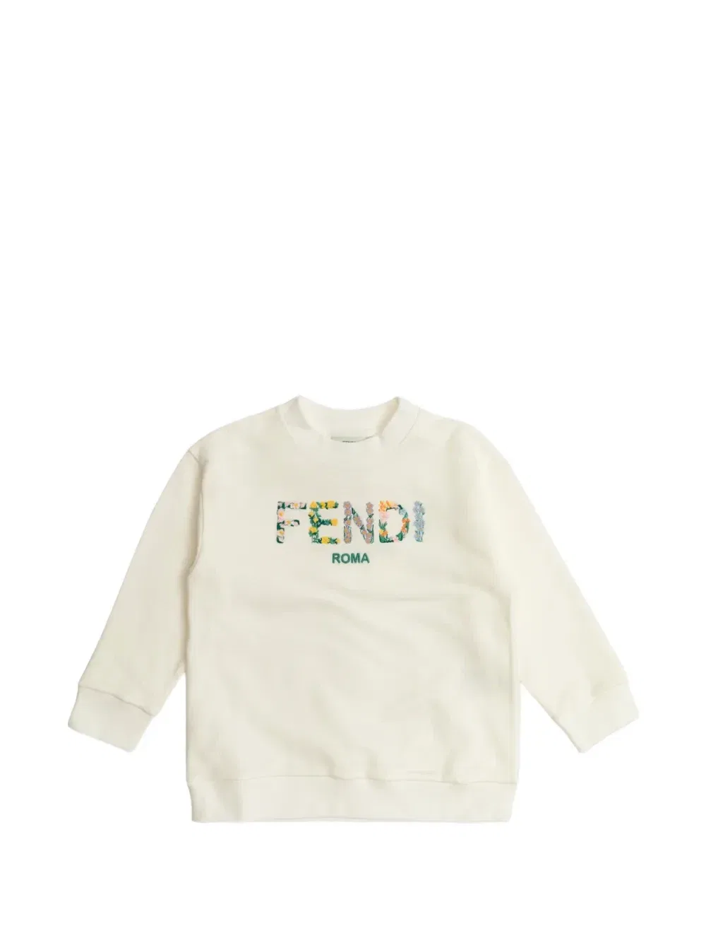 Толстовка с цветочной вышивкой и логотипом Fendi Kids, бежевый