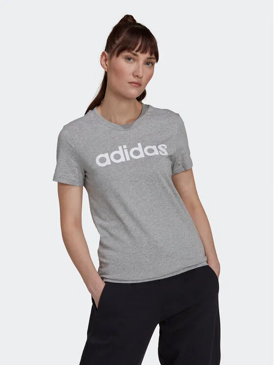 Футболка slim fit Essentials Logo Adidas, серый