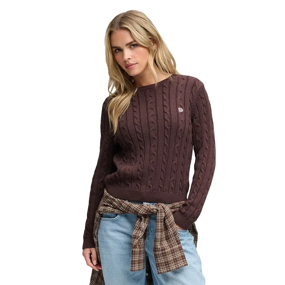 Женский свитер с косами Essentials Cable Knit Jumper Superdry, Brown