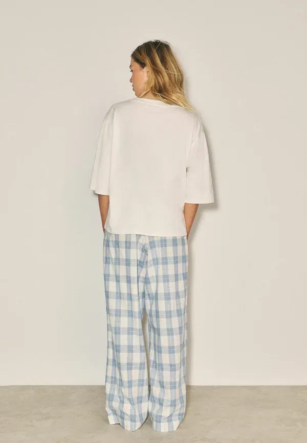 Пижамный комплект с фланелевой тканью Short sleeve set Next blue check, синий — фото 2