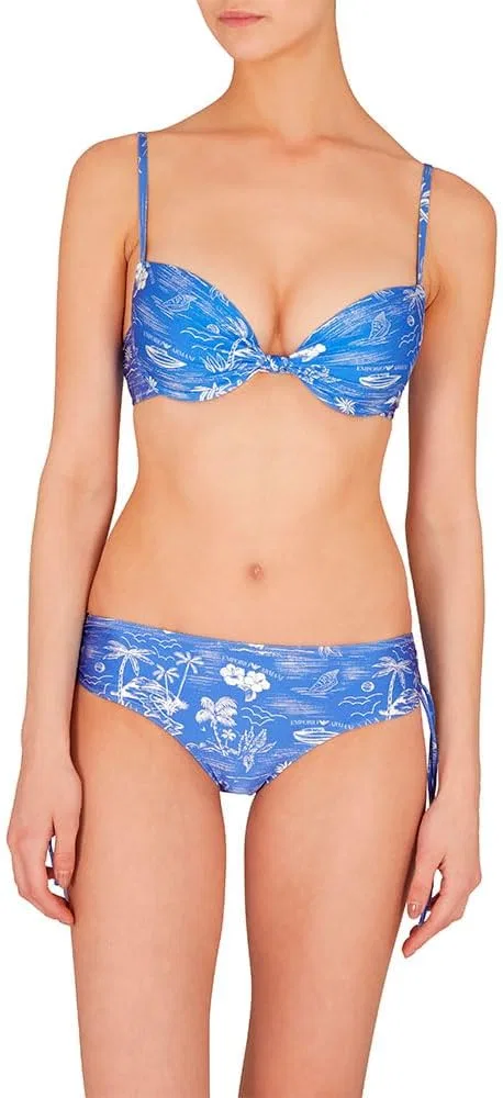 Женский бикини-сет с эффектом push-up Emporio Armani, Lapis/Ivory Fancy