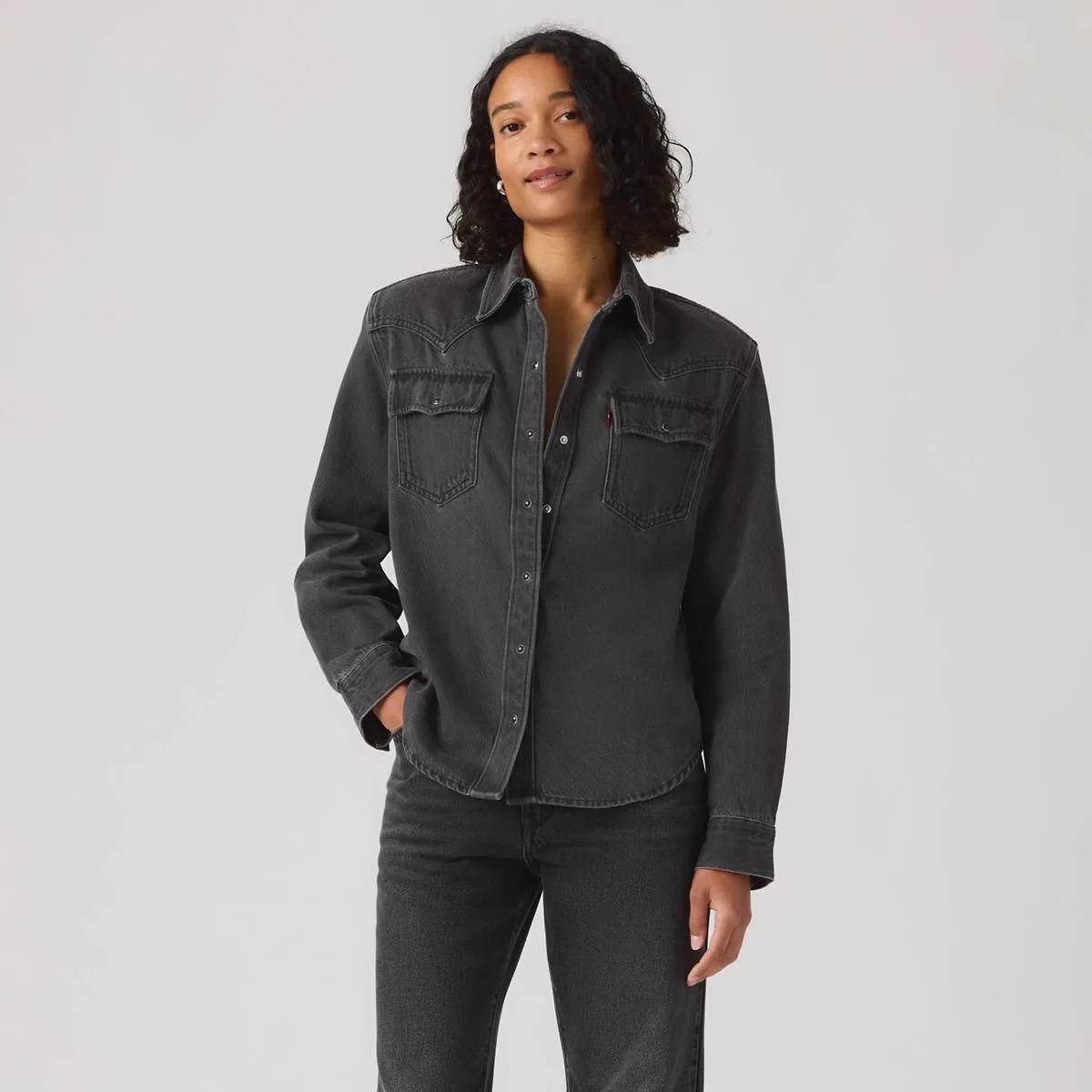 Рубашка в стиле вестерн 80-х с подплечниками и пуговицами Levi's, 80'S Rodeo Nights - Black — фото 3