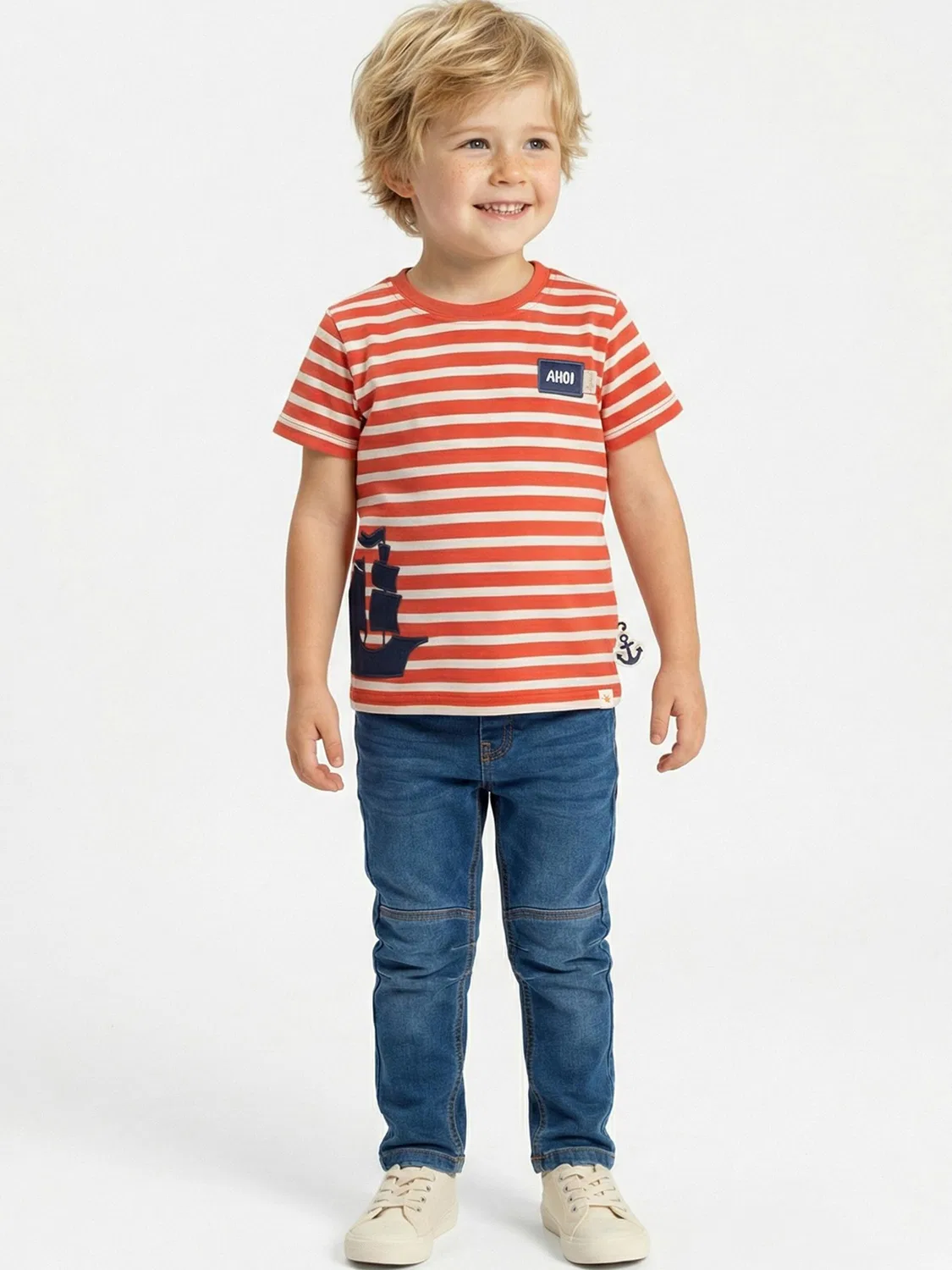 Футболка Sigikid T-Shirt Ahoi Little Pirate красного цвета — фото 3