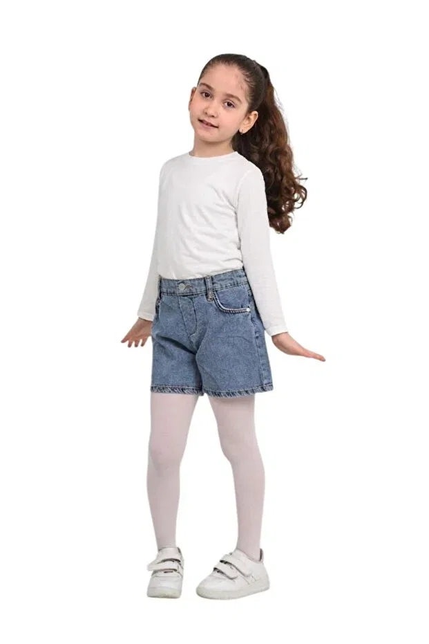 Детские шорты для девочек джинсовые с эластичным поясом Erdem Kids, Blue — фото 2