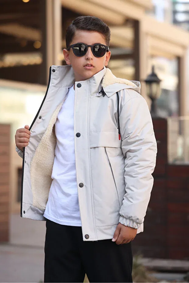 Детское пальто для девочек с капюшоном Boymen, Beige