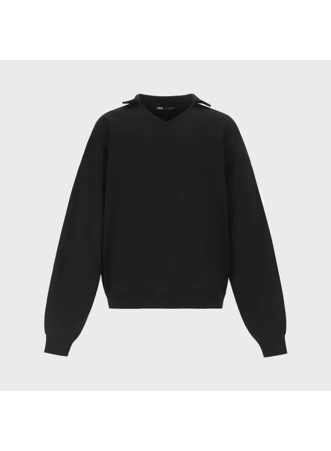 Худи мужское легкое с длинным рукавом Zara, черный — фото 2