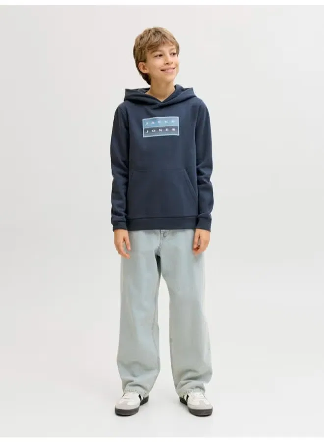 Худи с принтом Youth Fusion Jack & Jones Junior, темно-серый