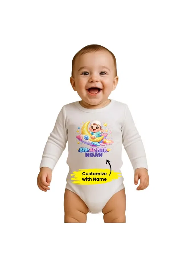 Боди-комбинезон с длинным рукавом персонализированный Eid Printshop4Me, белый