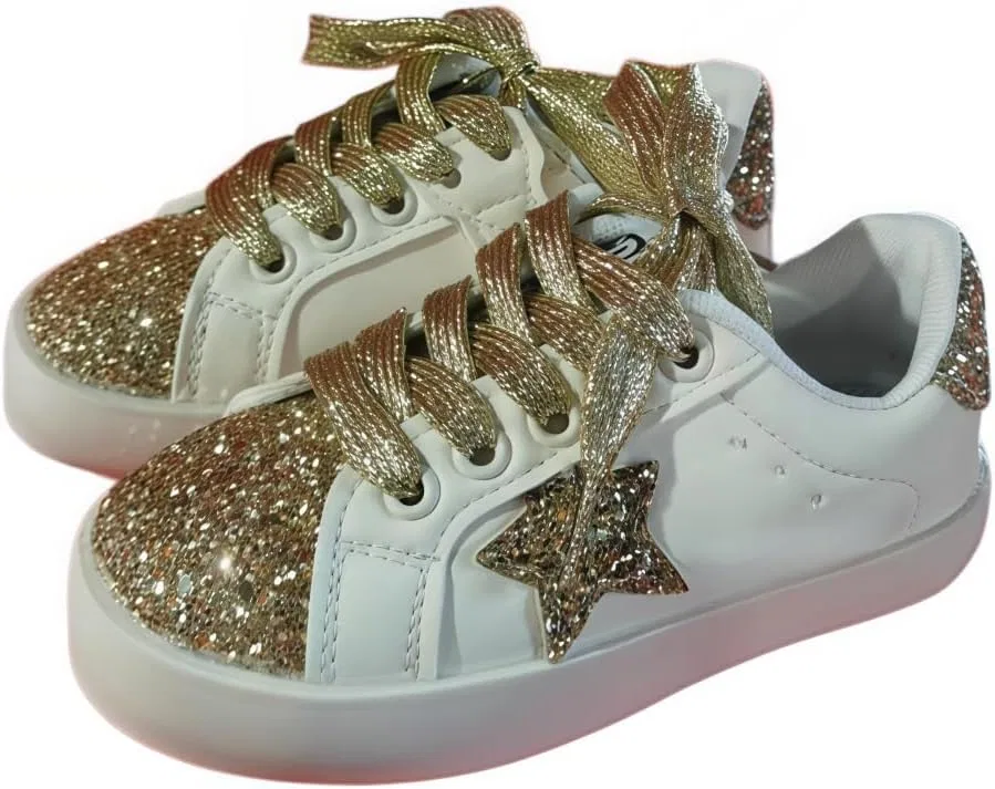 Детские кроссовки с блестками Auhoho, Glitter Silver