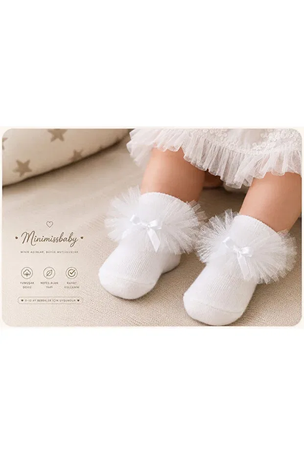 Детские носки для девочек с рюшами Minimissbaby, Yellow — фото 4