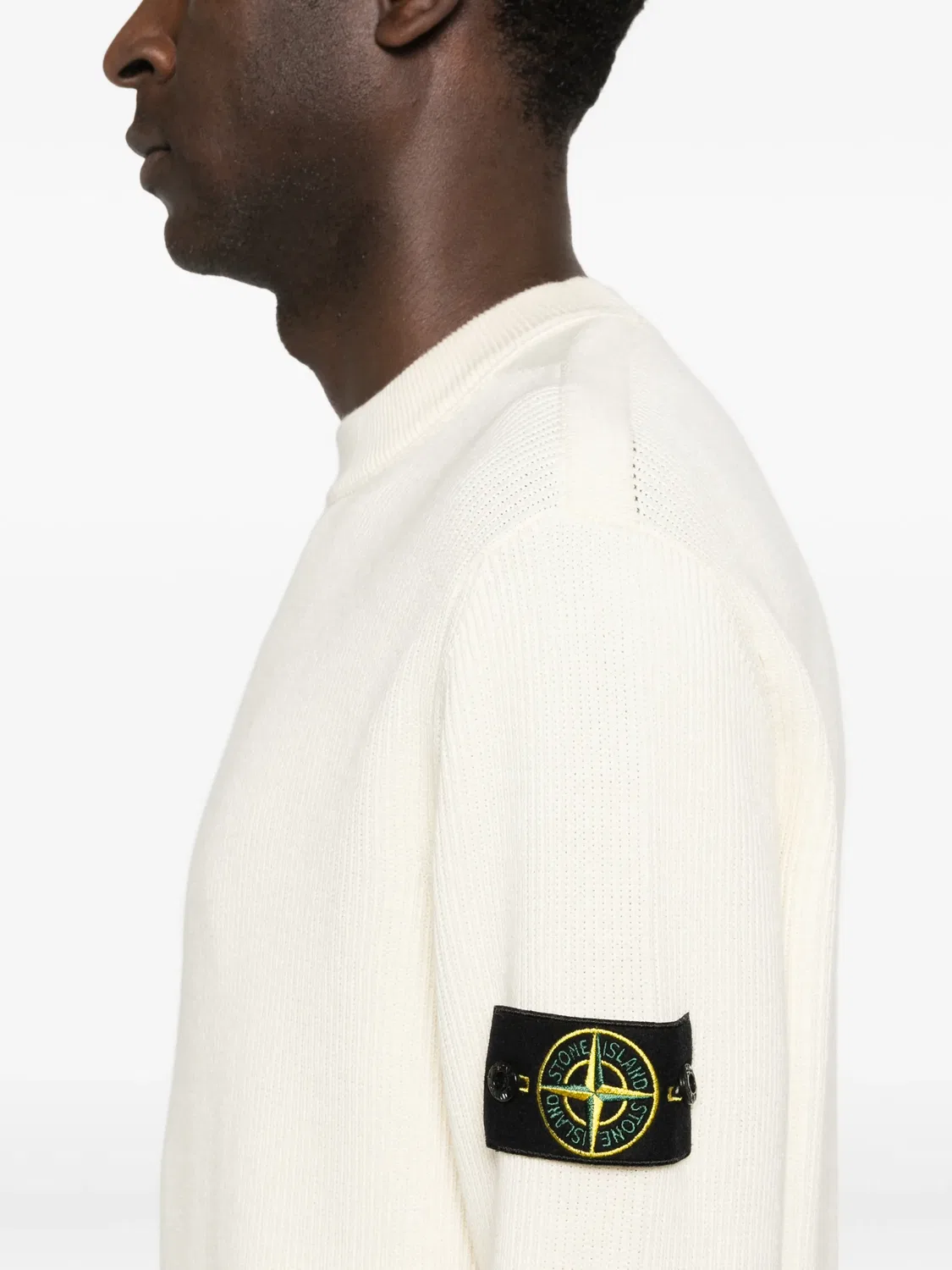 Свитер с логотипом и круглым вырезом Stone Island, нейтральный — фото 3