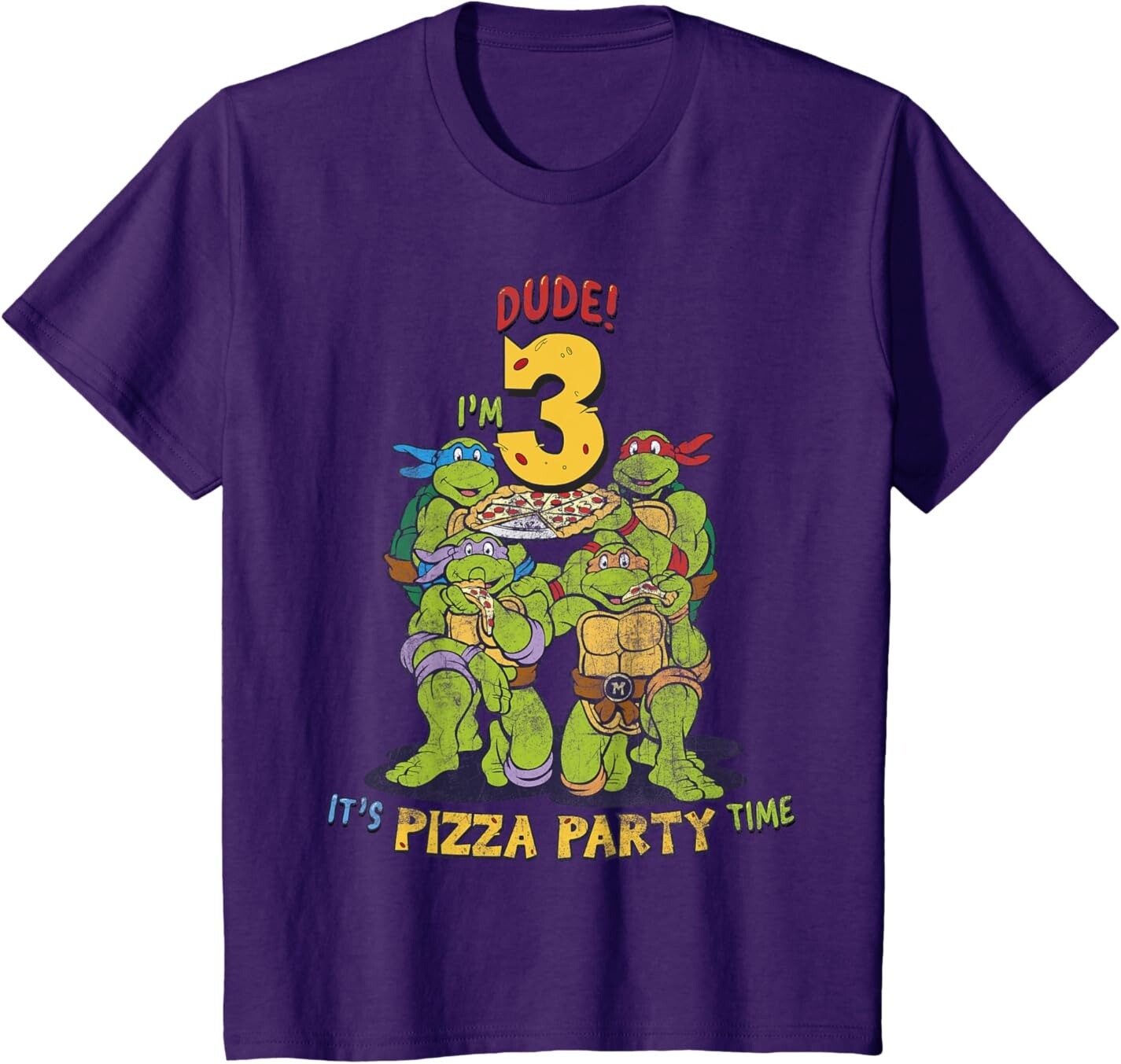 

Футболка для подростков Teenage Mutant Ninja Turtles I'm 3 Dude Pizza Birthday Party, фиолетовый
