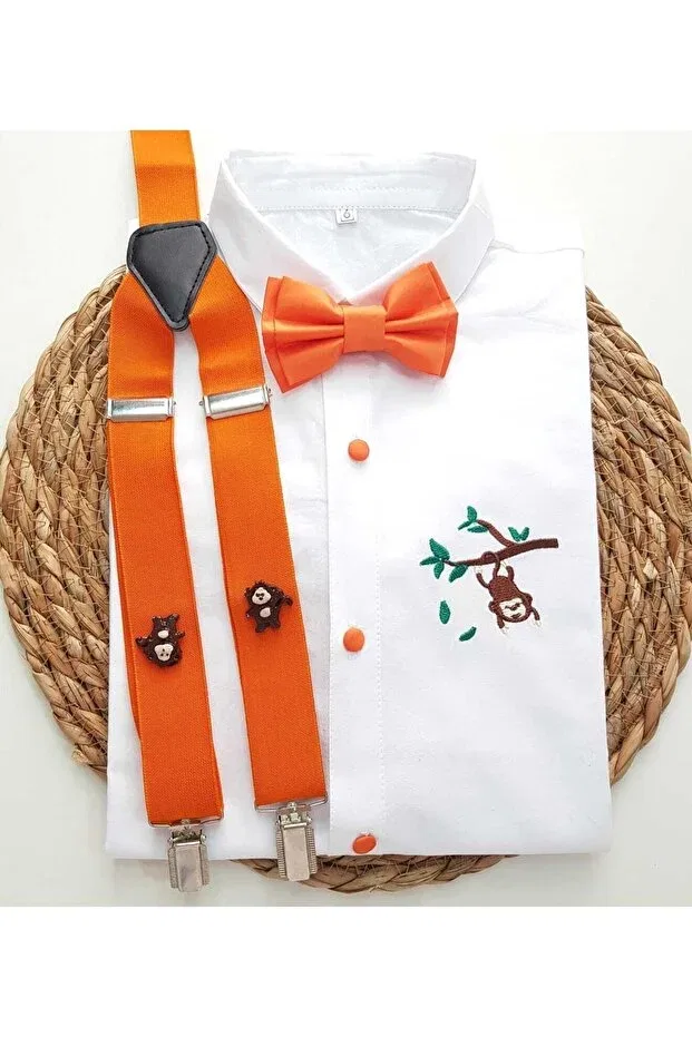 Детская рубашка для мальчиков с принтом Kukuli concept sling bow tie shirt Cool Partyshop, Orange