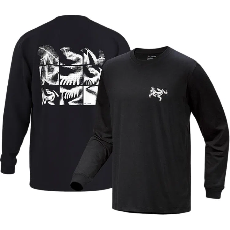 Мужская футболка с длинным рукавом хлопковая Arc'teryx KRAGG SL COTTON BIRD TILE SHIRT LS, Deep Stratus/Euphoria Green/Dk Stratus — фото 3