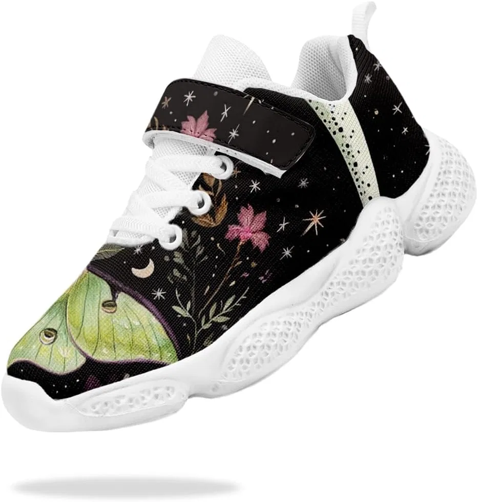 Детские кроссовки для девочек с дышащим трикотажем Mahekot, Luna Moth Black