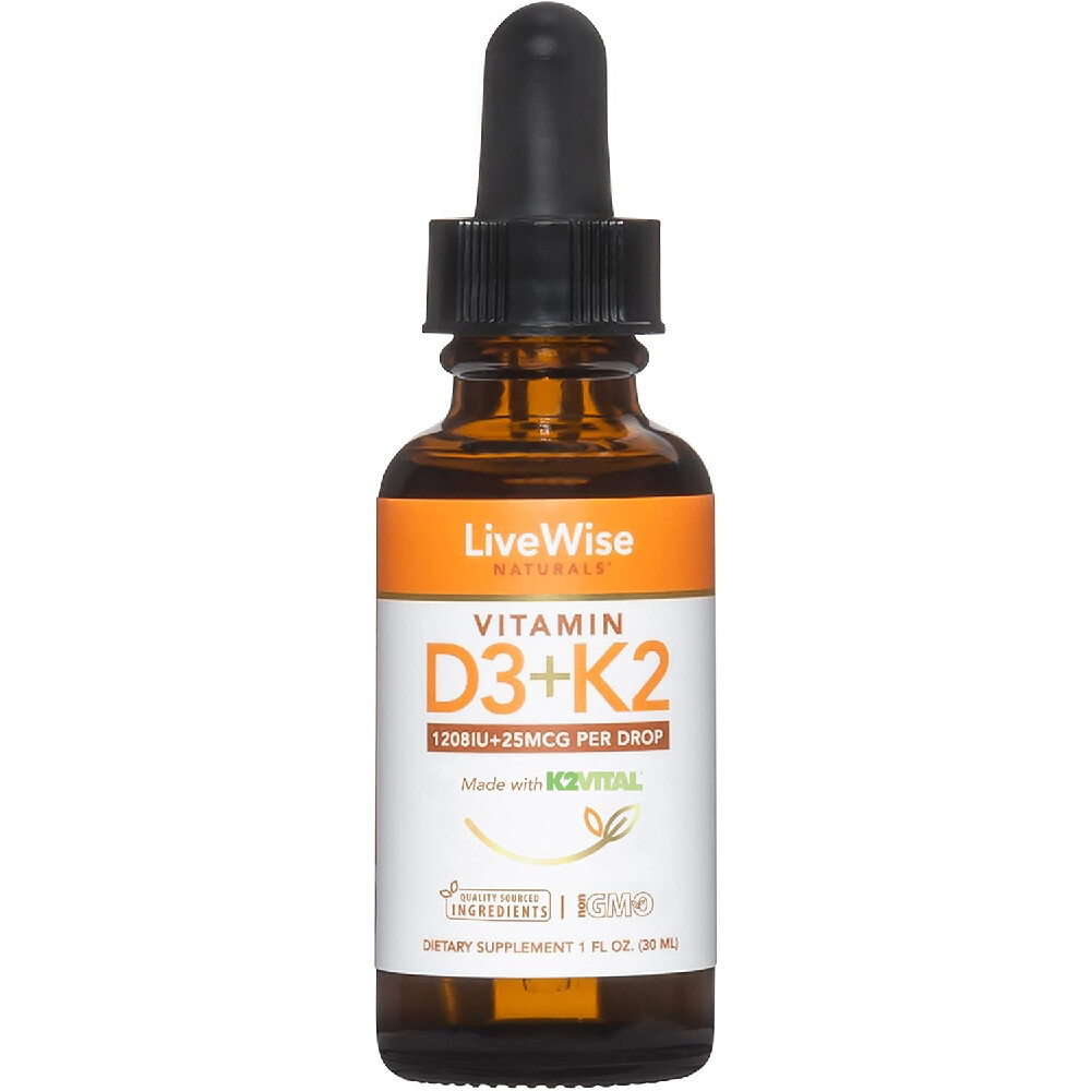 

Витамин D3+K2 (mk7) Live Wise Naturals 25мкг, 1208 МЕ, 30мл