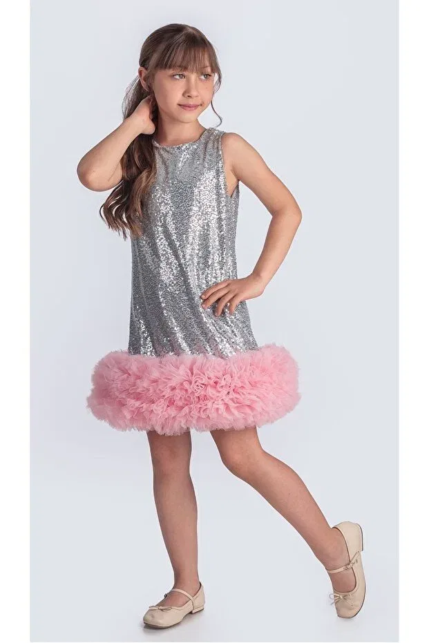 Детское платье для девочек с пайетками Mnk Baby&Kids, Gray — фото 2