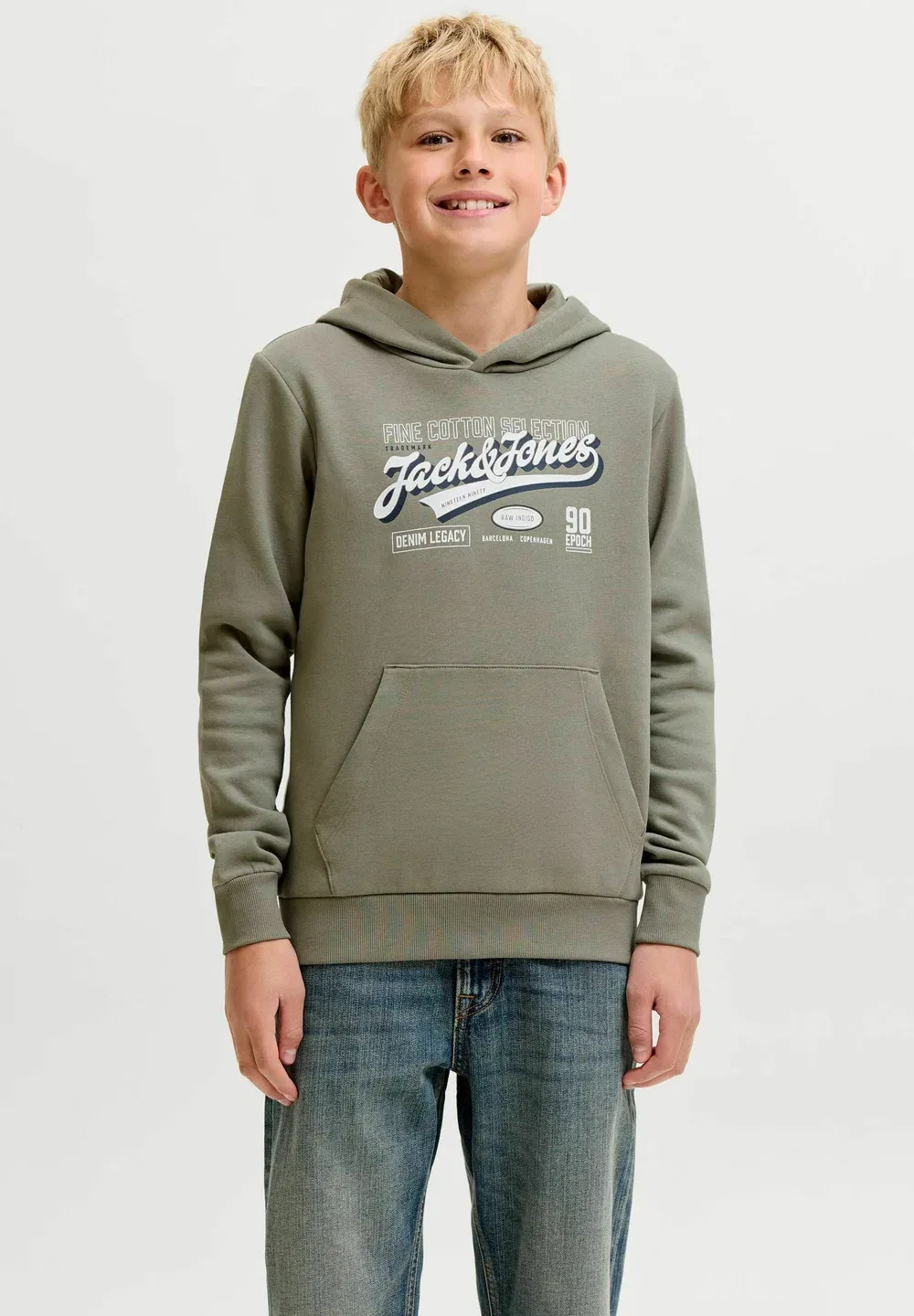 Толстовка Jjelogo sweat hood 2 col aw26 sn jnr - hoodie Jack & Jones Junior, Vetiver — фото 2