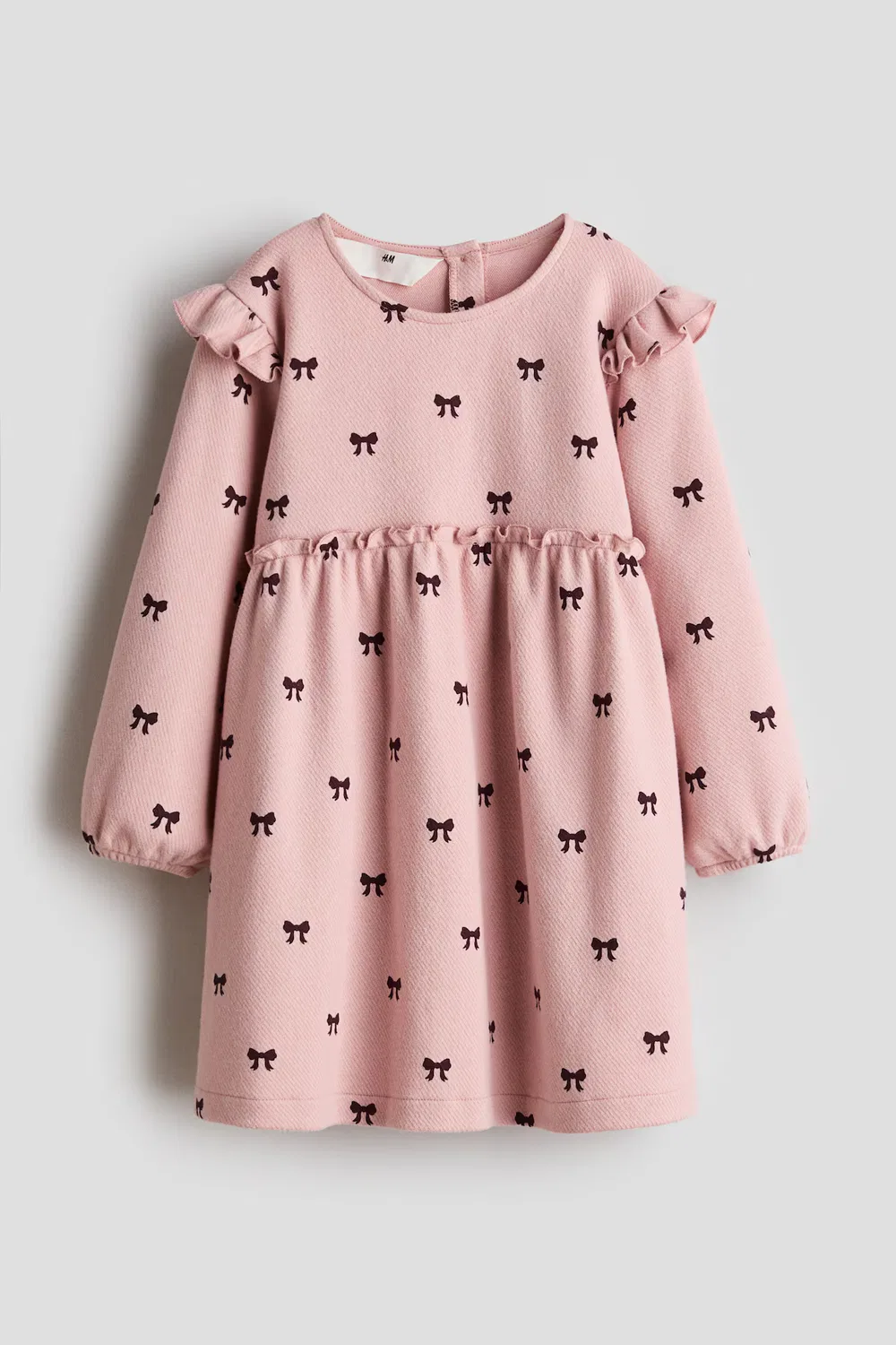 Хлопковое платье с оборками H&M, Rosa/Schleifen