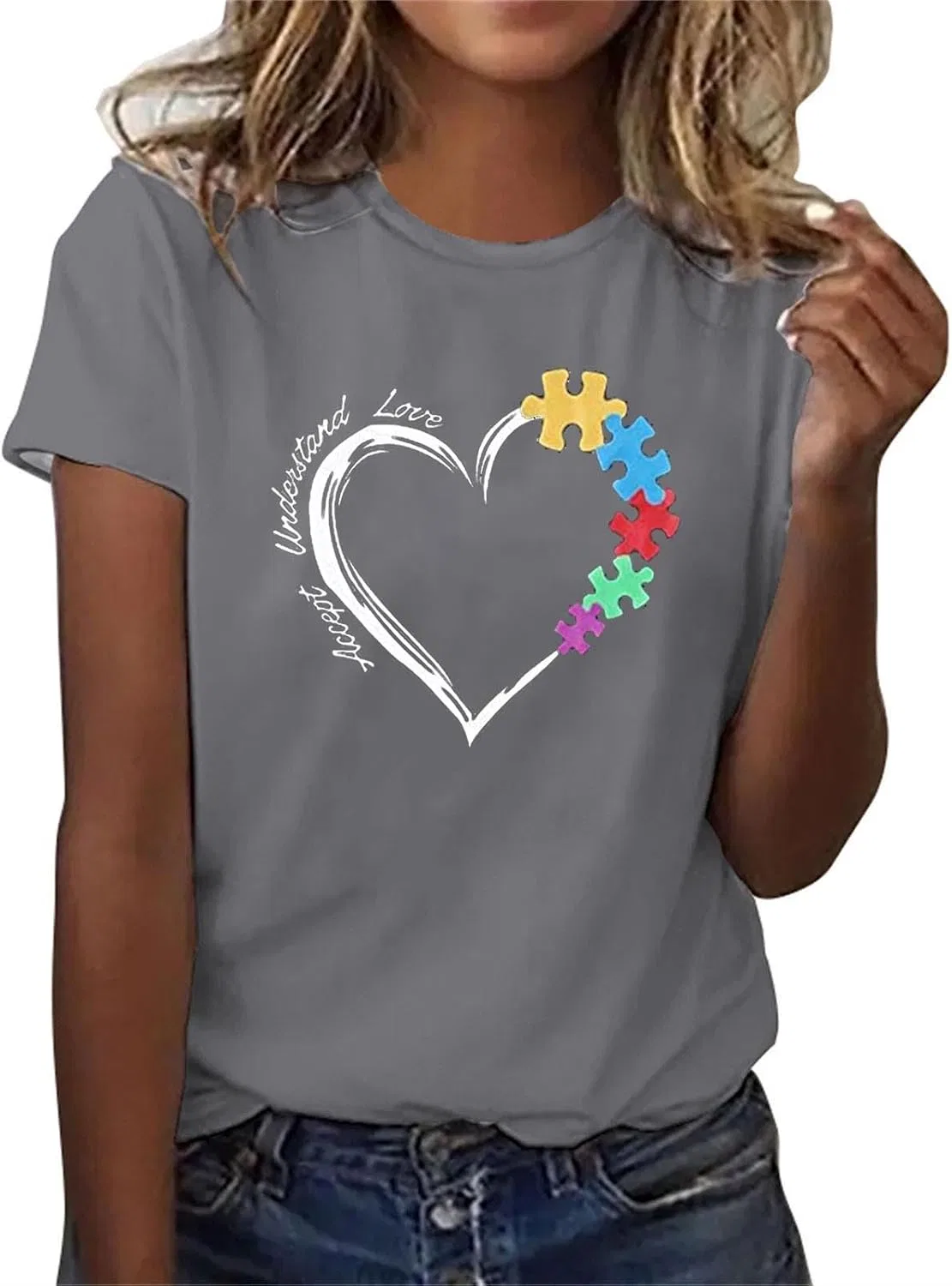 Женская футболка с сердечками Graphic Tees, Gray
