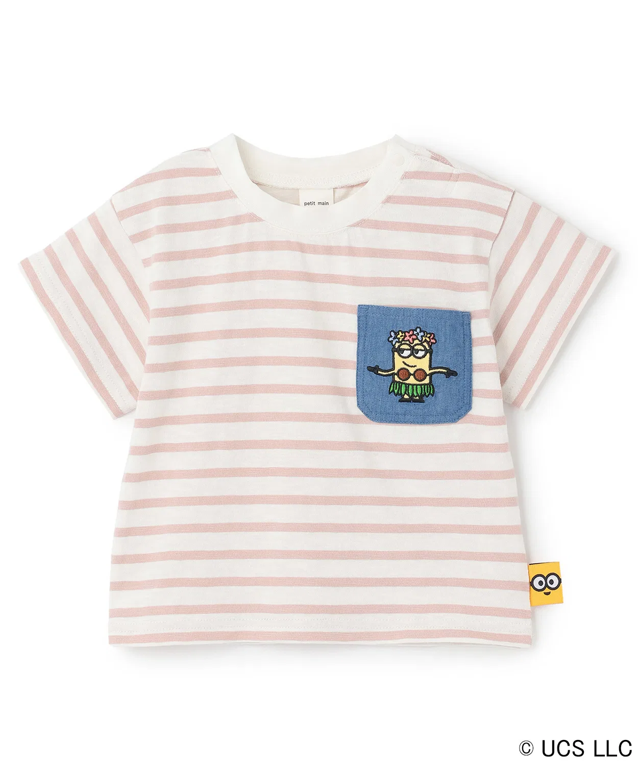Детская футболка с коротким рукавом с принтом Minions Slub Border Petit Main, Light Pink