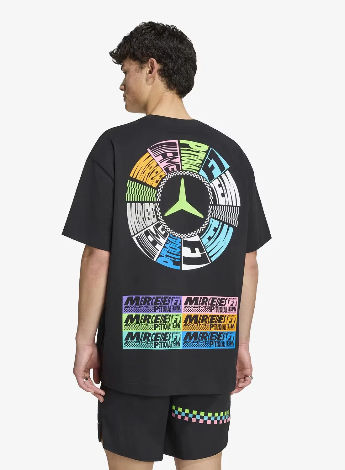 Футболка с принтом Mercedes lights on t-shirt Adidas, черный — фото 4