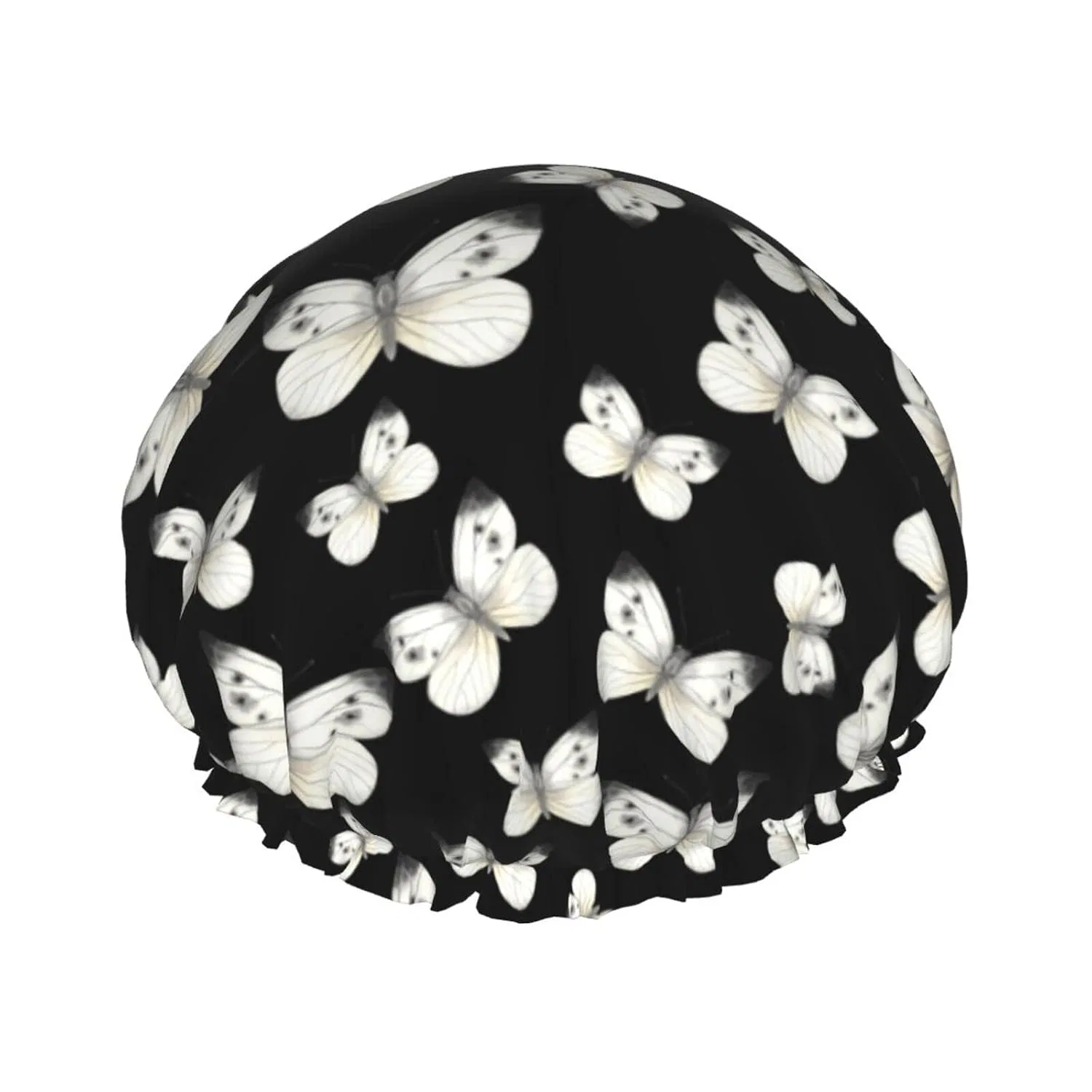 Шапочка для душа с принтом White Butterflies, Ahdyr, One Size, Белый — фото 3