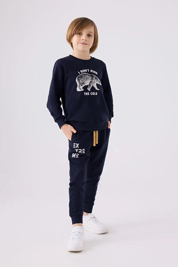 Детский спортивный костюм для мальчиков с принтом Rolypoly boy's navy blue tracksuit set U.S. Polo Assn., Navy Blue