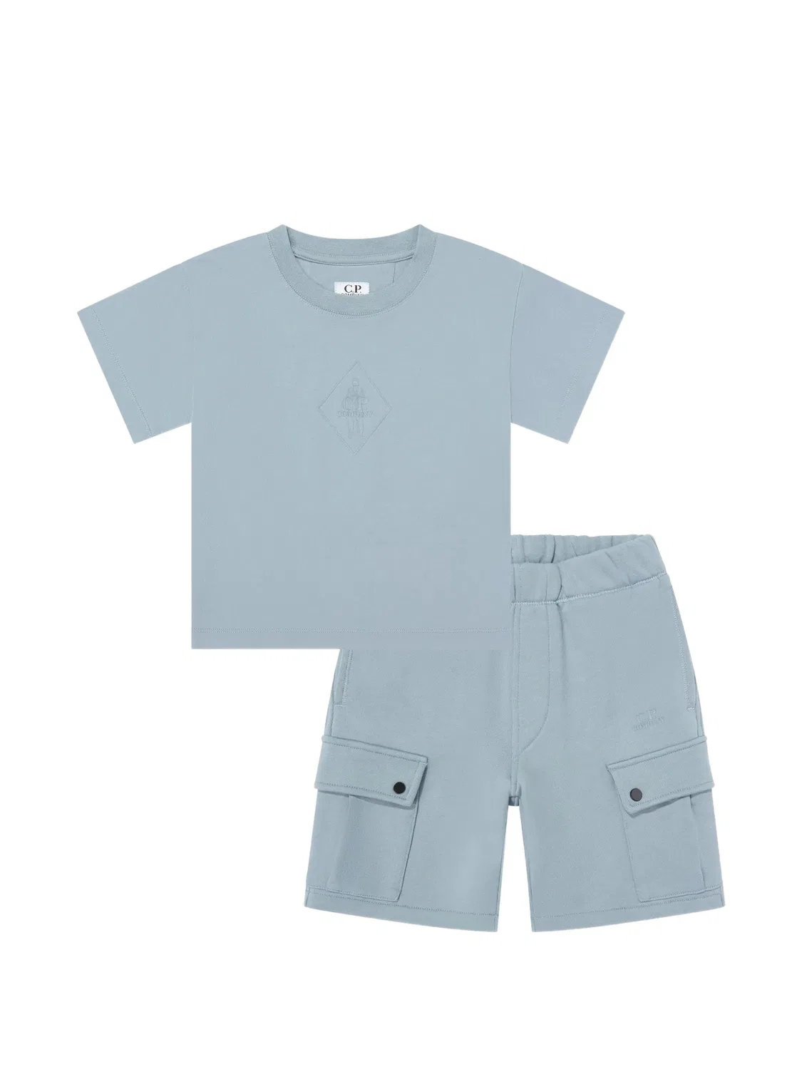 Комплект из футболки и шортов карго с логотипом C.P. Company Kids, синий