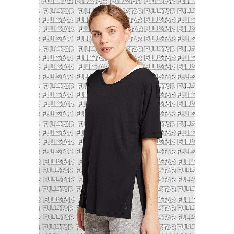 Женская футболка Nike Yoga с коротким рукавом, Dri-FIT, Черный