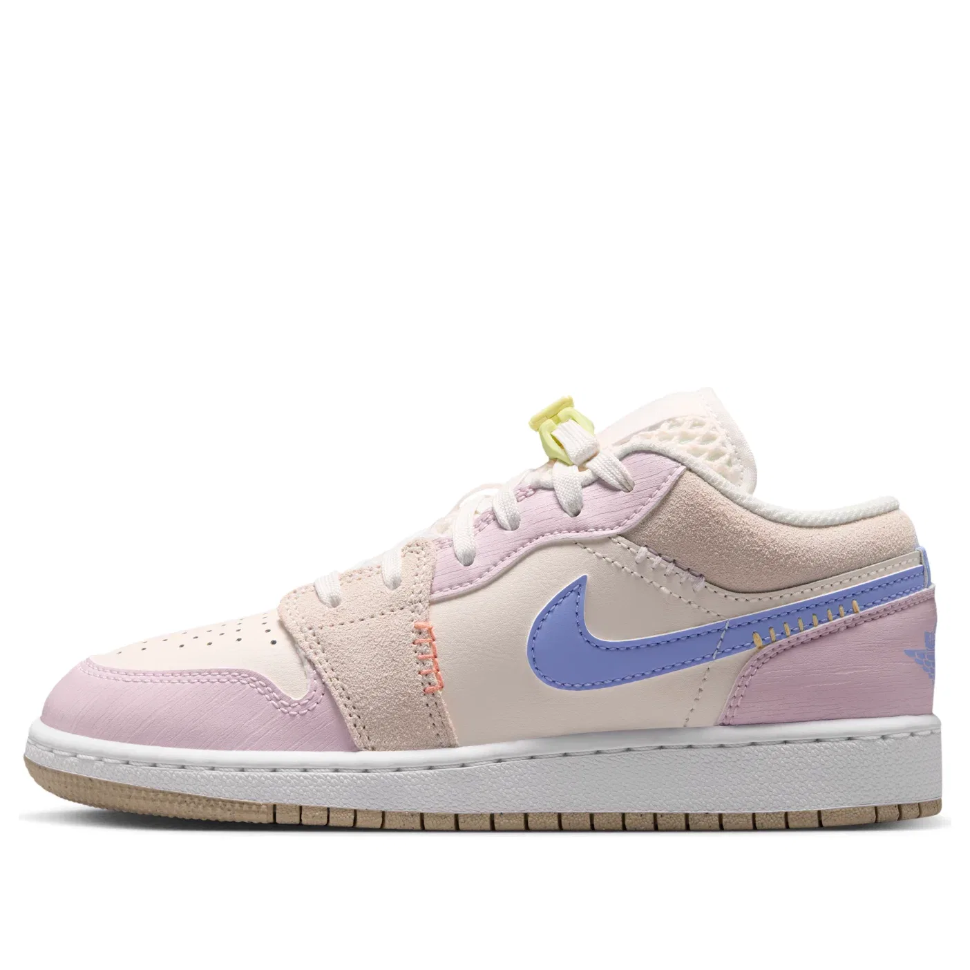 Детские кроссовки с кожаным верхом Air Jordan 1 Low Sail Bleached Lilac, розовый