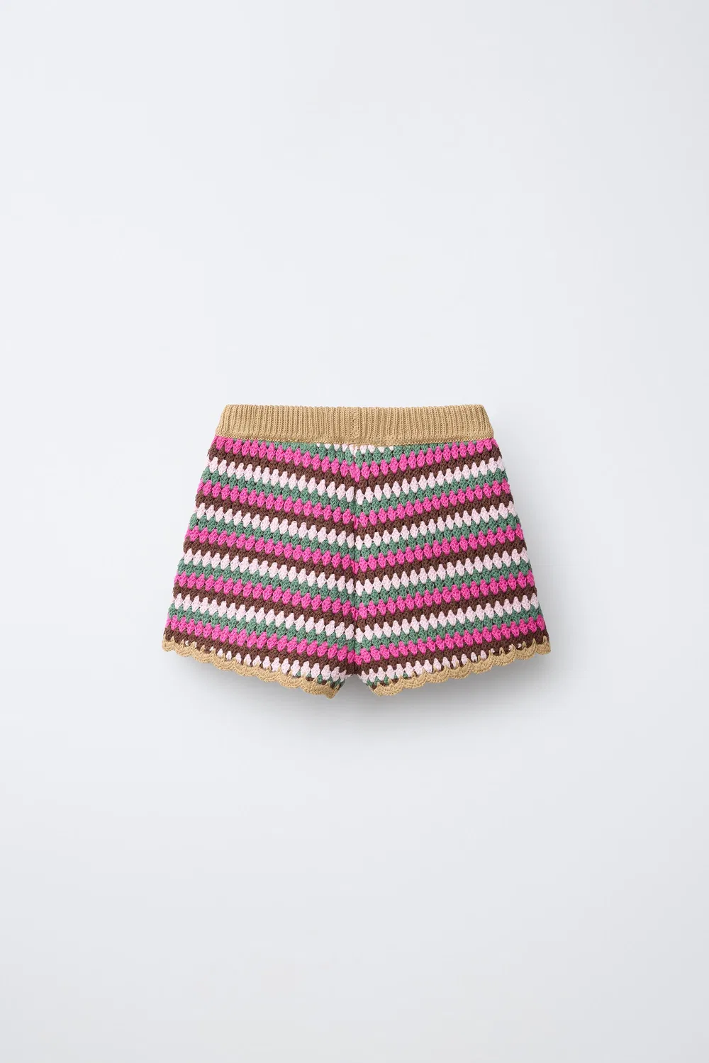 Полосатые вязаные крючком шорты-бермуды ZARA, Multicoloured — фото 2