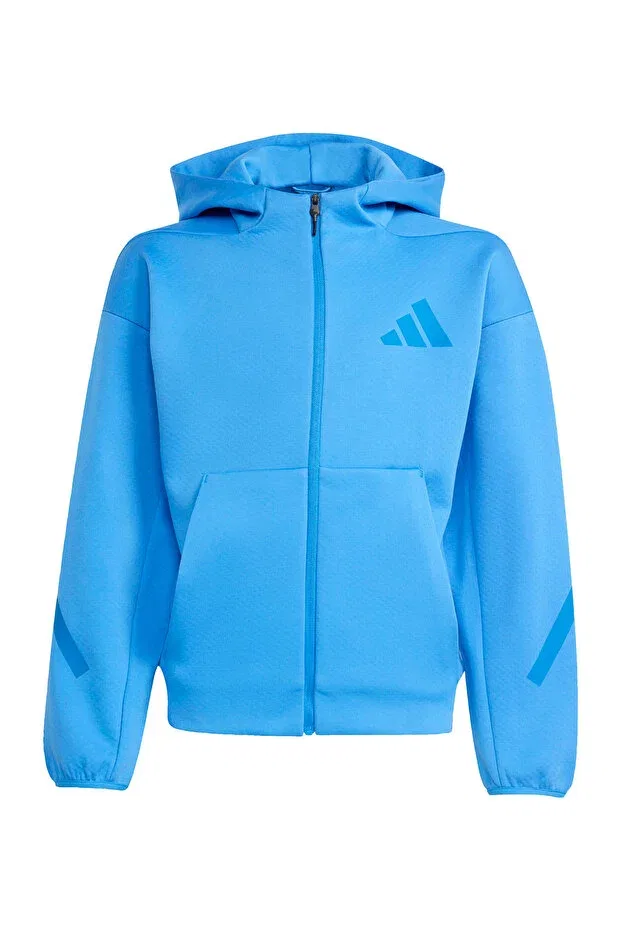 Детская толстовка с капюшоном и принтом Adidas, Blue — фото 4