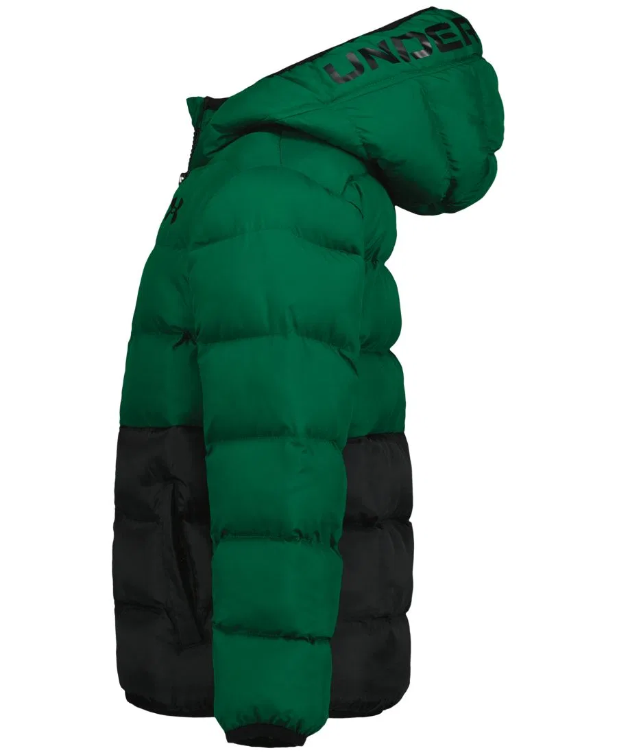 Куртка-пуховик с капюшоном Logo Full-Zip Puffer Hooded Jacket Under Armour, Green/Black — фото 3