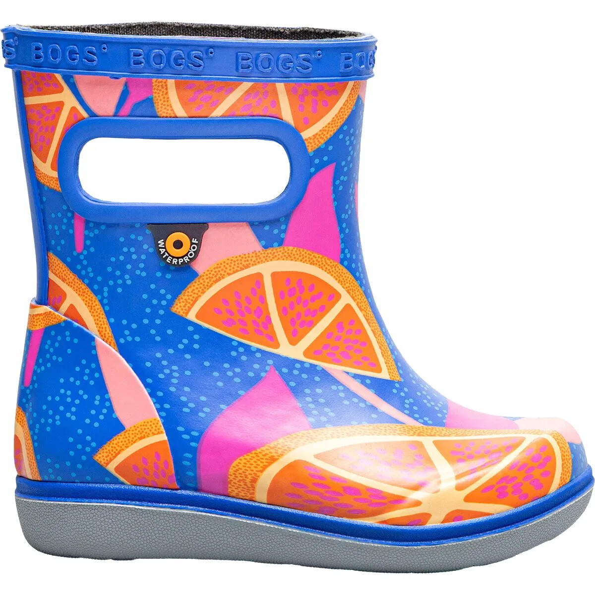Детские резиновые сапоги с укороченной высотой голенища Skipper II Summer Fruit Rain Boot Bogs, Blue Multi Summer Fruit