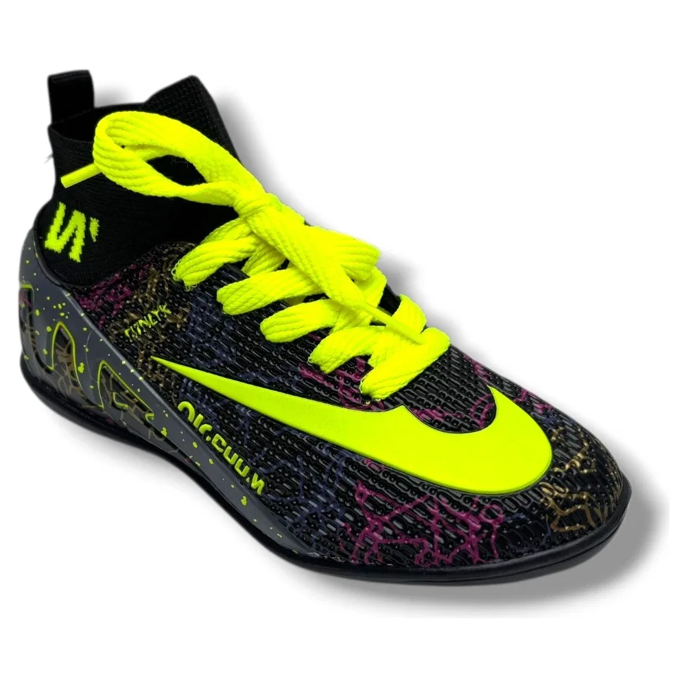 Детские футбольные бутсы для мальчиков с высоким голенищем, Black Yellow Walked