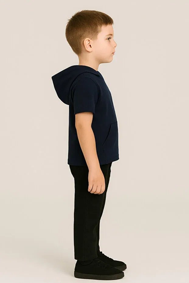 Детская футболка с капюшоном хлопковая Di Giyim, Navy Blue — фото 3