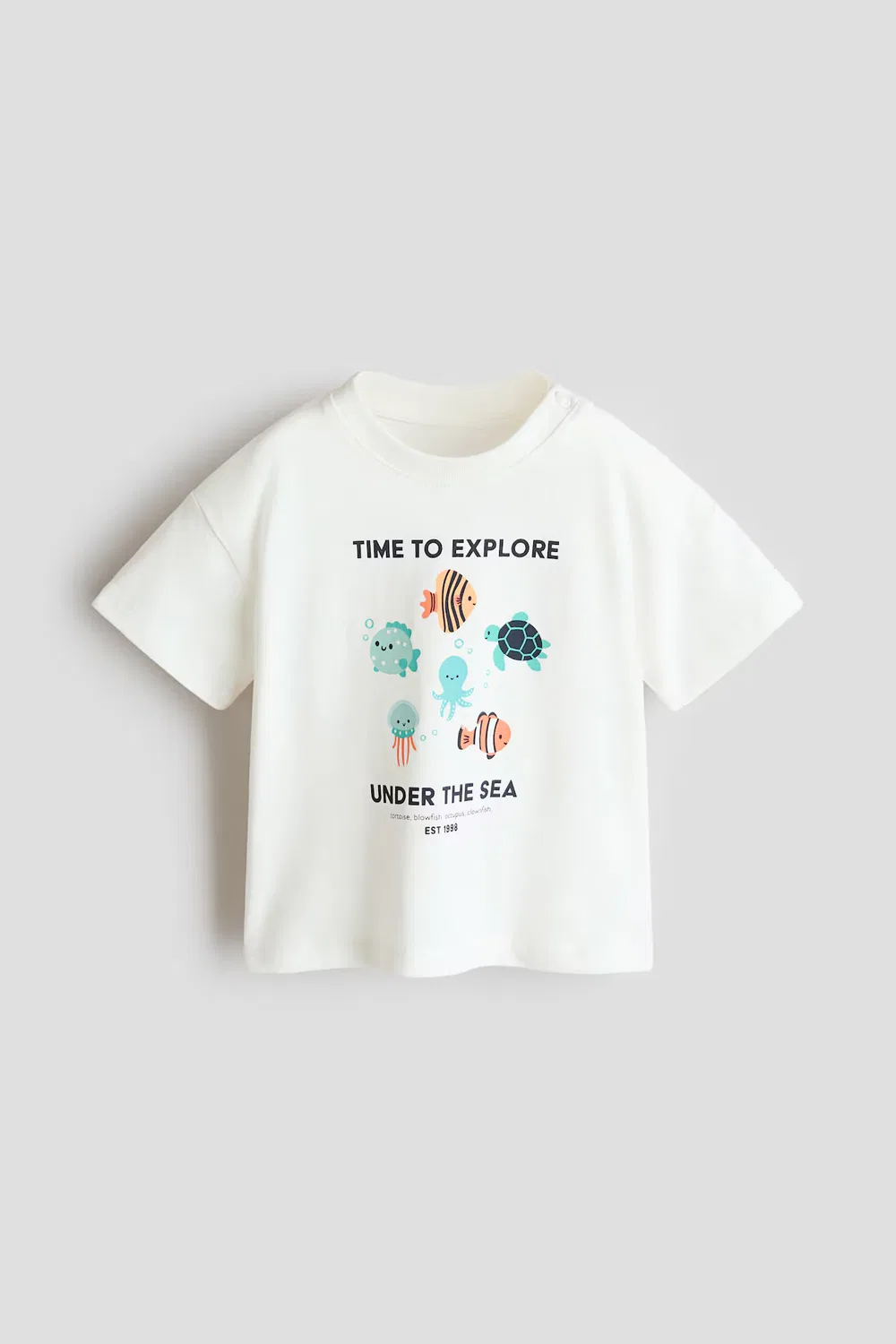 Хлопковая футболка с принтом H&M, Weiß/Time To Explore