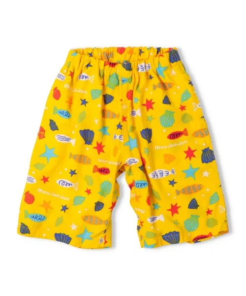 Детские шорты с принтом рыбы, на талии на резинке, модель Fish Print, moujonjon, Yellow