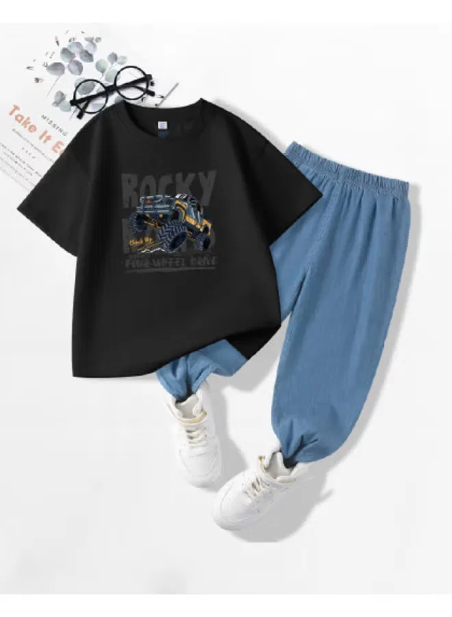 Комплект футболка с коротким рукавом и джинсовые брюки Jeanswest, черный